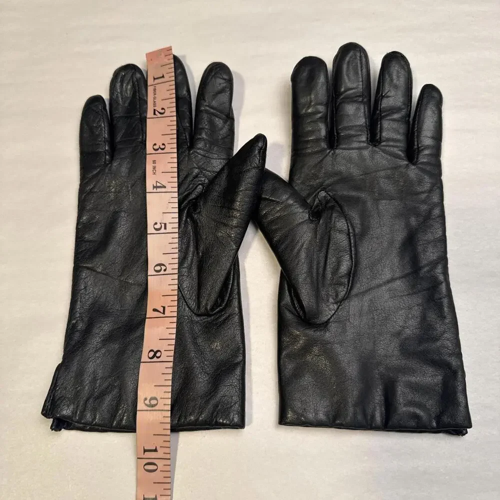 Vintage LANDS’ END black‎ Genuine Leather Gloves - Insulated size 7.5